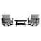 Armen Living Grand 3 Piece Black Aluminum Outdoor Seating Set with Dark Gray Cushions 840254333086 - alternate 1